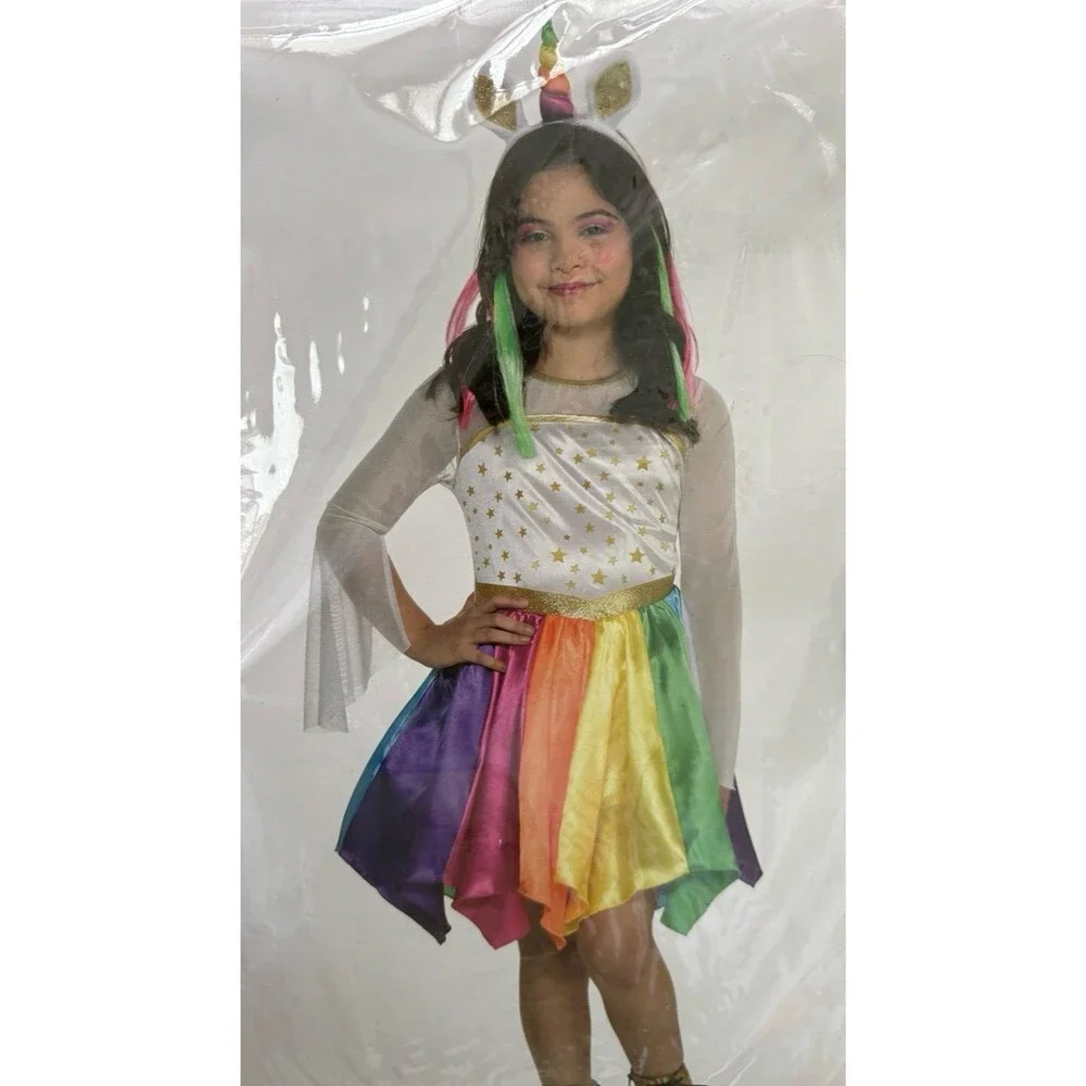 Mystical Unicorn Girl Fantasy Fancy Dress Up Halloween Child Costume L NEW